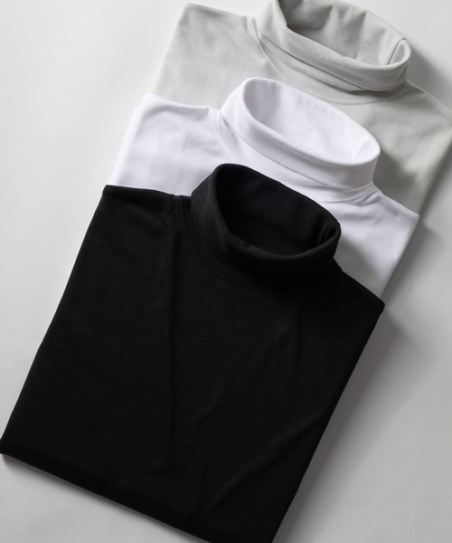 SlashDate（スラッシュデイト）の「ポンチタートルネック長袖Tシャツ（Tシャツ/カットソー・メンズ・ホワイト/ブラック/グレー・M/L）」の13枚目の写真