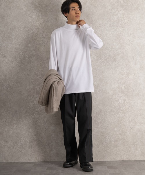 SlashDate（スラッシュデイト）の「ポンチタートルネック長袖Tシャツ（Tシャツ/カットソー・メンズ・ホワイト/ブラック/グレー・M/L）」の17枚目の写真