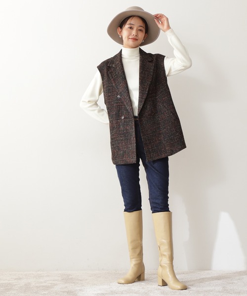 N.（N. Natural Beauty Basic）（エヌエヌナチュラルビューティーベーシック）の「【松井愛莉さん着用】◆ステッチヒールロングブーツ（ブーツ・レディース・ブラック/ベージュ・24.5/23.5）」の3枚目の写真