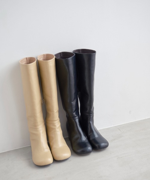 N.（N. Natural Beauty Basic）（エヌエヌナチュラルビューティーベーシック）の「【松井愛莉さん着用】◆ステッチヒールロングブーツ（ブーツ・レディース・ブラック/ベージュ・24.5/23.5）」の11枚目の写真