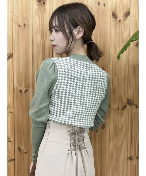 dazzlin（ダズリン）の「千鳥パフスリーブニットトップス（ニット 