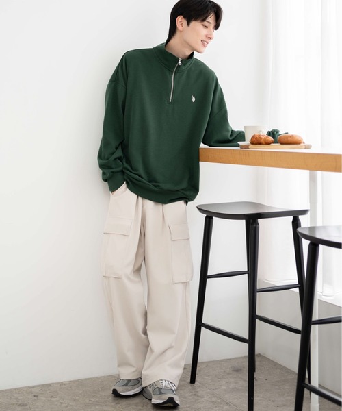 U.S. POLO ASSN.（ユーエスポロアッスン）の「∴WEGO/【2024秋冬待望の再入荷】U.S. POLO ASSN.別注ハーフZIPプルオーバー（スウェット・メンズ・ブラック/ダークグリーン/グレー系その他/ナチュラル/ライトベージュ/パープル・MEDIUM/LARGE）」の18枚目の写真