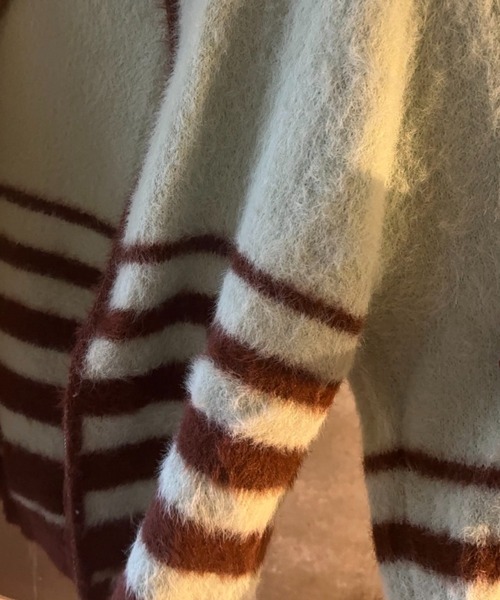 Vipoa(ヴィポア)の「MOHAIR LIKE MULTI STRIPE KNIT(ニット/セーター・レディース・グリーン/ピンク・FREE)」の8枚目の写真