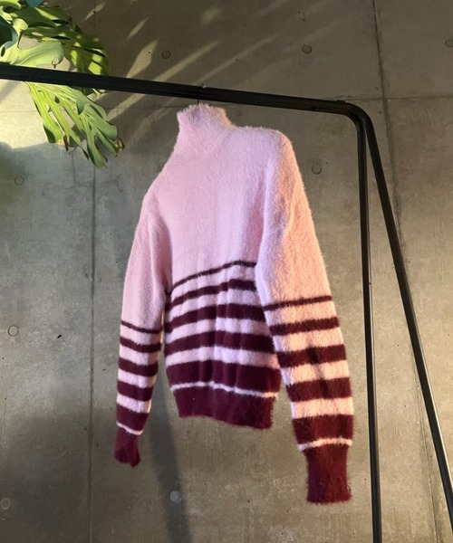 Vipoa(ヴィポア)の「MOHAIR LIKE MULTI STRIPE KNIT(ニット/セーター・レディース・グリーン/ピンク・FREE)」の10枚目の写真
