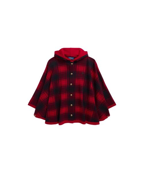 プラッド ウール フーデッド ポンチョ