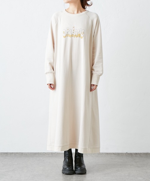 PUAL CE CIN(ピュアルセシン)の「裏毛ロゴプリントワンピース(ワンピース・レディース・ベージュ/グレー/アイボリー・FREE)」の6枚目の写真