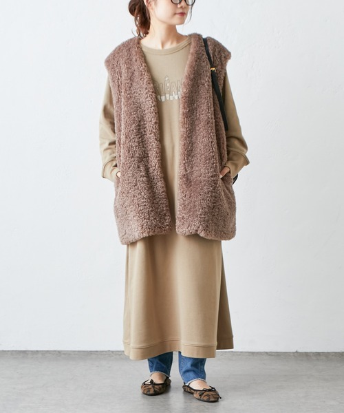 PUAL CE CIN(ピュアルセシン)の「裏毛ロゴプリントワンピース(ワンピース・レディース・ベージュ/グレー/アイボリー・FREE)」の14枚目の写真