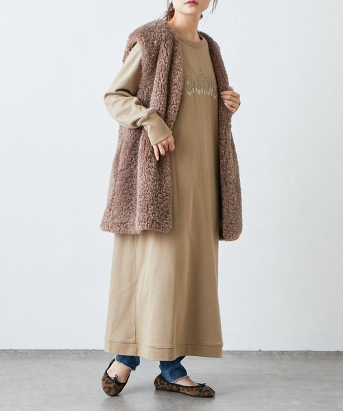 PUAL CE CIN(ピュアルセシン)の「裏毛ロゴプリントワンピース(ワンピース・レディース・ベージュ/グレー/アイボリー・FREE)」の17枚目の写真