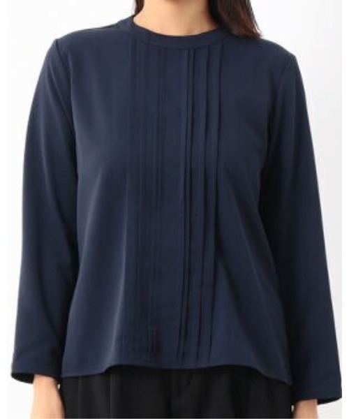 SUIT SELECT(スーツセレクト)の「【ストレッチジョーゼット素材】ピンタックブラウス(シャツ/ブラウス・レディース・ネイビー/モーブ系/ホワイト・M/L/S)」の2枚目の写真