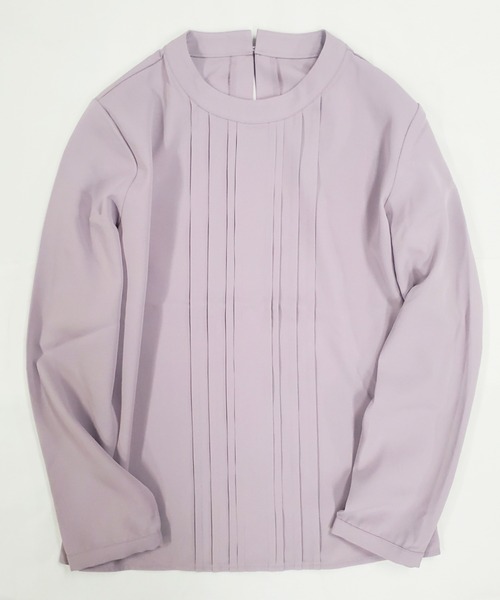 SUIT SELECT(スーツセレクト)の「【ストレッチジョーゼット素材】ピンタックブラウス(シャツ/ブラウス・レディース・ネイビー/モーブ系/ホワイト・M/L/S)」の6枚目の写真