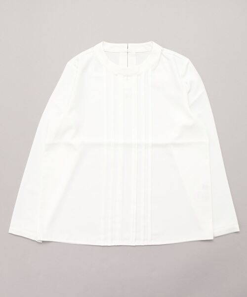 SUIT SELECT(スーツセレクト)の「【ストレッチジョーゼット素材】ピンタックブラウス(シャツ/ブラウス・レディース・ネイビー/モーブ系/ホワイト・M/L/S)」の7枚目の写真