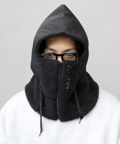 GERRY（ジェリー）の「GERRY / ジェリー / 裏ボア フロントジップ ポリタフタ フードウォーマー / ネックウォーマー / フェイスガード（ネックウォーマー/スヌード・メンズ・ブラック・FREE）」の4枚目の写真