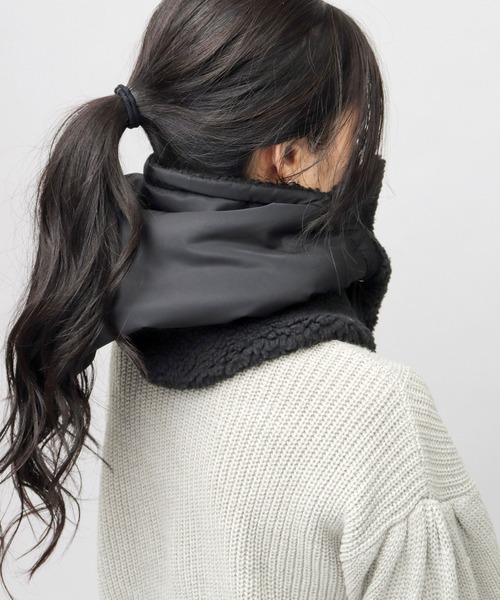 GERRY（ジェリー）の「GERRY / ジェリー / 裏ボア フロントジップ ポリタフタ フードウォーマー / ネックウォーマー / フェイスガード（ネックウォーマー/スヌード・メンズ・ブラック・FREE）」の9枚目の写真