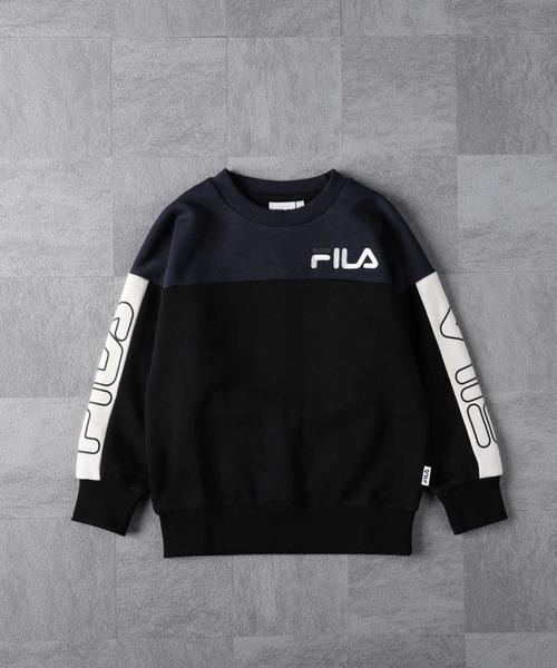 FILA(フィラ)の「【FILA】切り替えクルースウェット(スウェット・キッズ・ブラウン/ホワイト/ブラック・120/130/140/150/160)」の2枚目の写真