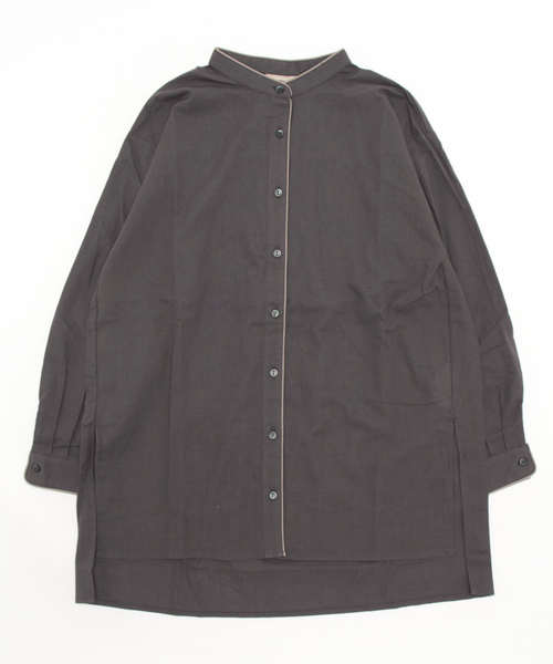 Samansa Mos2（サマンサ モスモス）の「パイピングバンドカラーチュニック（チュニック・レディース・ベージュ/グレー/オフホワイト/チャコール・ﾌﾘ-）」の4枚目の写真