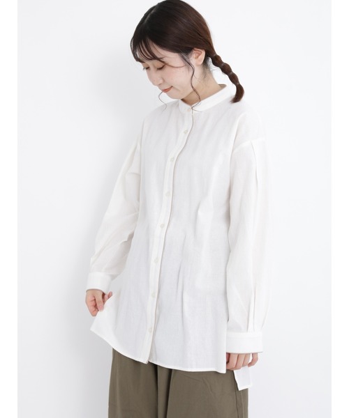 Samansa Mos2（サマンサ モスモス）の「パイピングバンドカラーチュニック（チュニック・レディース・ベージュ/グレー/オフホワイト/チャコール・ﾌﾘ-）」の9枚目の写真