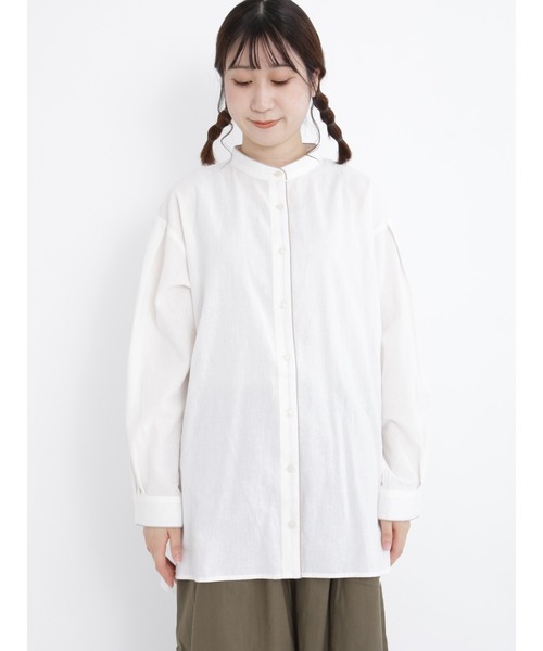 Samansa Mos2（サマンサ モスモス）の「パイピングバンドカラーチュニック（チュニック・レディース・ベージュ/グレー/オフホワイト/チャコール・ﾌﾘ-）」の13枚目の写真