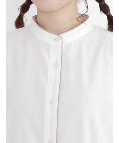 Samansa Mos2（サマンサ モスモス）の「パイピングバンドカラーチュニック（チュニック・レディース・ベージュ/グレー/オフホワイト/チャコール・ﾌﾘ-）」の17枚目の写真