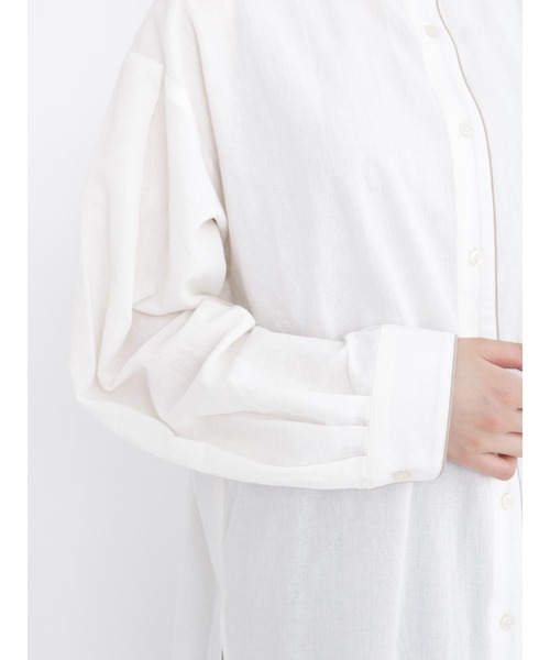 Samansa Mos2（サマンサ モスモス）の「パイピングバンドカラーチュニック（チュニック・レディース・ベージュ/グレー/オフホワイト/チャコール・ﾌﾘ-）」の6枚目の写真