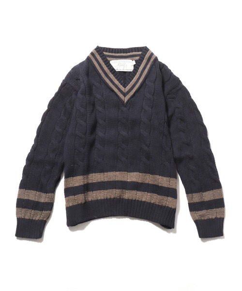 Oldderby Knitwear（オールダービーニットウェア）の「OLDDERBY KNITWEAR/オールドダービーニットウェア クリケットロングスリーブプルオーバー チルデンニット（ニット/セーター・メンズ・ナチュラル/グレイッシュベージュ/ネイビー・M/S）」の17枚目の写真