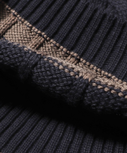Oldderby Knitwear（オールダービーニットウェア）の「OLDDERBY KNITWEAR/オールドダービーニットウェア クリケットロングスリーブプルオーバー チルデンニット（ニット/セーター・メンズ・ナチュラル/グレイッシュベージュ/ネイビー・M/S）」の9枚目の写真