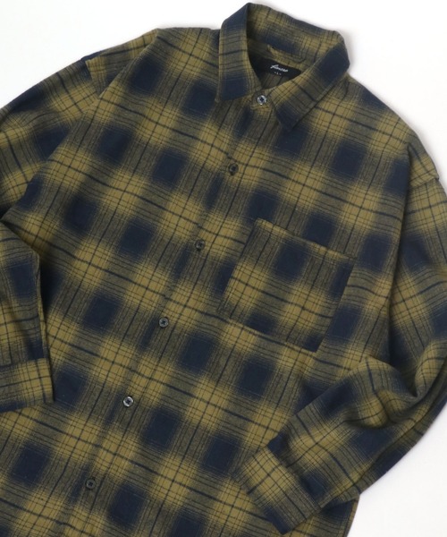 Lazar（ラザル）の「別注 Oversize Ombre Check Shirt/オーバーサイズ オンブレチェックシャツ/レギュラーカラーシャツ（シャツ/ブラウス・メンズ・グリーン/ブラック/イエロー/ブルー・L/M）」の4枚目の写真
