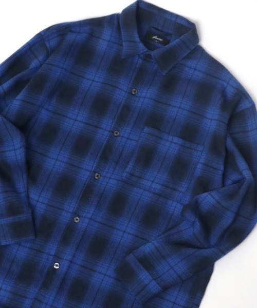 Lazar（ラザル）の「別注 Oversize Ombre Check Shirt/オーバーサイズ オンブレチェックシャツ/レギュラーカラーシャツ（シャツ/ブラウス・メンズ・グリーン/ブラック/イエロー/ブルー・L/M）」の2枚目の写真