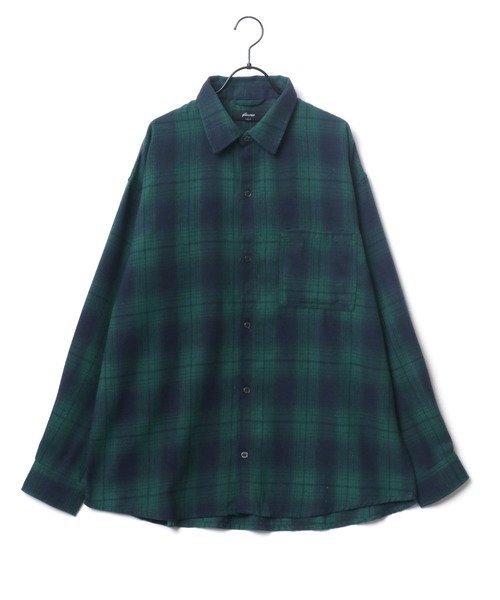Lazar（ラザル）の「別注 Oversize Ombre Check Shirt/オーバーサイズ オンブレチェックシャツ/レギュラーカラーシャツ（シャツ/ブラウス・メンズ・グリーン/ブラック/イエロー/ブルー・L/M）」の13枚目の写真