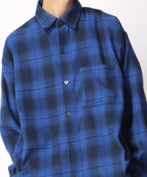 Lazar（ラザル）の「別注 Oversize Ombre Check Shirt/オーバーサイズ オンブレチェックシャツ/レギュラーカラーシャツ（シャツ/ブラウス・メンズ・グリーン/ブラック/イエロー/ブルー・L/M）」の22枚目の写真