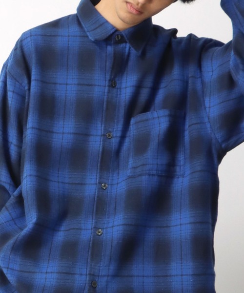Lazar（ラザル）の「別注 Oversize Ombre Check Shirt/オーバーサイズ オンブレチェックシャツ/レギュラーカラーシャツ（シャツ/ブラウス・メンズ・グリーン/ブラック/イエロー/ブルー・L/M）」の21枚目の写真