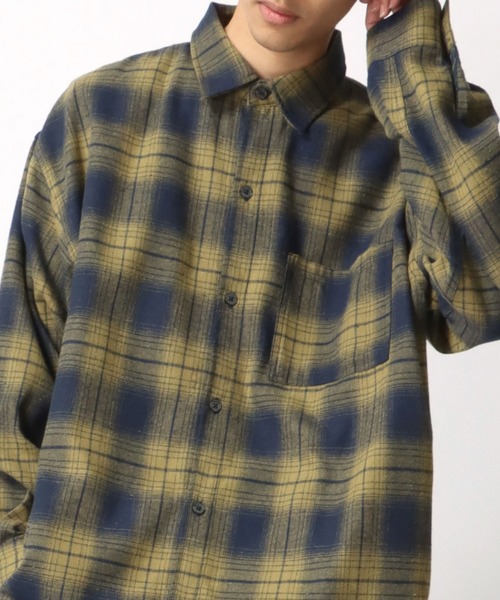 Lazar（ラザル）の「別注 Oversize Ombre Check Shirt/オーバーサイズ オンブレチェックシャツ/レギュラーカラーシャツ（シャツ/ブラウス・メンズ・グリーン/ブラック/イエロー/ブルー・L/M）」の20枚目の写真