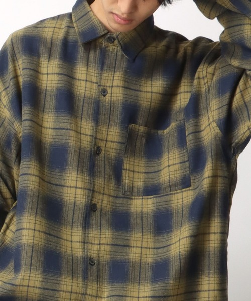 Lazar（ラザル）の「別注 Oversize Ombre Check Shirt/オーバーサイズ オンブレチェックシャツ/レギュラーカラーシャツ（シャツ/ブラウス・メンズ・グリーン/ブラック/イエロー/ブルー・L/M）」の19枚目の写真