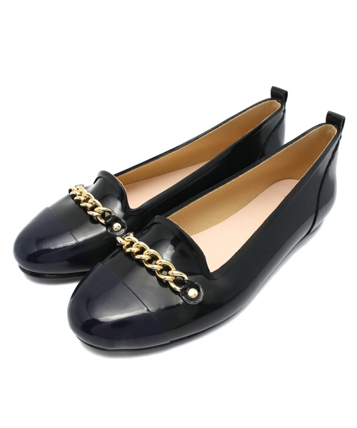 PICHE ABAHOUSE（ピシェ アバハウス）の「【CLASSY 7月号掲載】チェーンオペラレインパンプス（レインシューズ・レディース・ブラック/オフホワイト/ピンク・MEDIUM/LARGE/SMALL）」の2枚目の写真