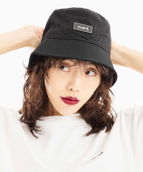 X-girl(エックスガール)の「METAL PLATE BUCKET HAT(ハット・レディース・ブラック/オリーブ/ライトパープル・ONE SIZE)」の5枚目の写真