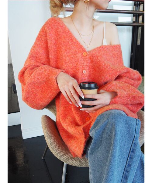 EVRIS(エヴリス)の「【WEB限定】メランジカラーカーディガン(カーディガン/ボレロ・レディース・ピンク/グレー/オレンジ/ブルー・FREE)」の4枚目の写真