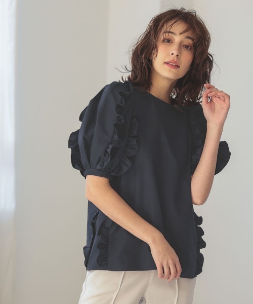 DONOBAN（ドノバン）の「ショルダーフリルブラウス（シャツ/ブラウス・レディース・ネイビー/ホワイト・F）」の11枚目の写真