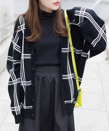 THE SHOP TK  | 【ユニセックスでオススメ】ウインドウペンチェックニットカーディガン(カーディガン/ボレロ)