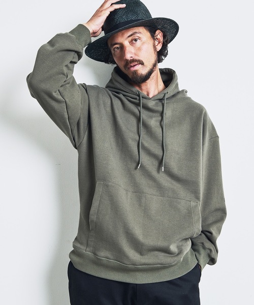 Magine（マージン）の「URAKE BASIC HOOD PARKA:裏毛 ベーシック フード パーカ 23SS（パーカー・メンズ・グレー/グレイッシュベージュ/オリーブ/ネイビー/ブラック・44/46/48）」の5枚目の写真