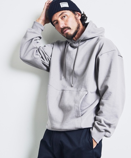 Magine（マージン）の「URAKE BASIC HOOD PARKA:裏毛 ベーシック フード パーカ 23SS（パーカー・メンズ・グレー/グレイッシュベージュ/オリーブ/ネイビー/ブラック・44/46/48）」の11枚目の写真