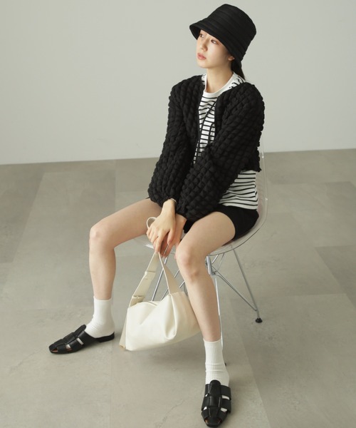 FREE'S MART（フリーズマート）の「◆前後2Wayぽこぽこ長袖ブラウス（シャツ/ブラウス・レディース・ブラック/ホワイト/イエロー系その他・FREE）」の6枚目の写真