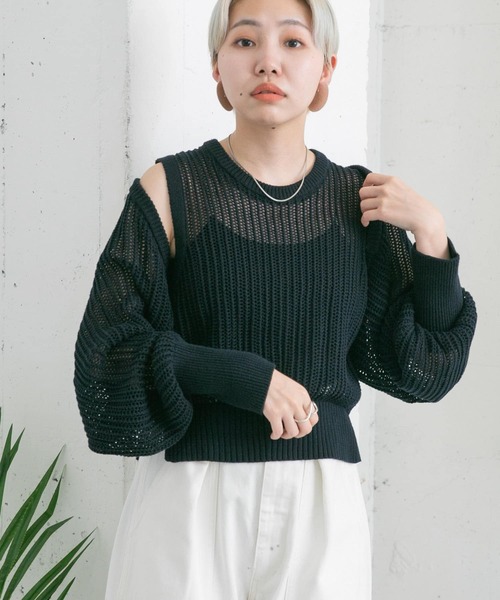 KBF(ケイビーエフ)の「メッシュスリーブSETベスト(ベスト・レディース・ネイビー/オレンジ系その他/カーキ・ONE)」の1枚目の写真