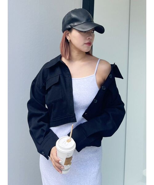 EVRIS（エヴリス）の「ツイルショートジャケット（ミリタリージャケット・レディース・ブラック/ブルー/アイボリー・FREE）」の3枚目の写真