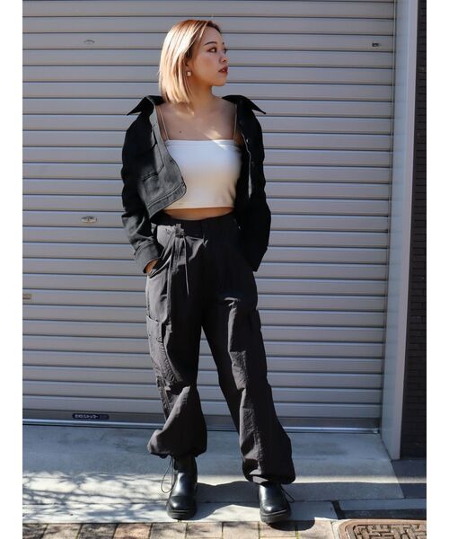 EVRIS（エヴリス）の「ツイルショートジャケット（ミリタリージャケット・レディース・ブラック/ブルー/アイボリー・FREE）」の9枚目の写真