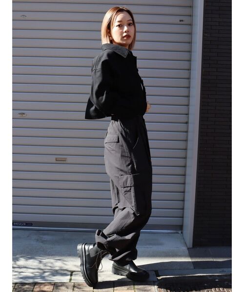 EVRIS（エヴリス）の「ツイルショートジャケット（ミリタリージャケット・レディース・ブラック/ブルー/アイボリー・FREE）」の5枚目の写真