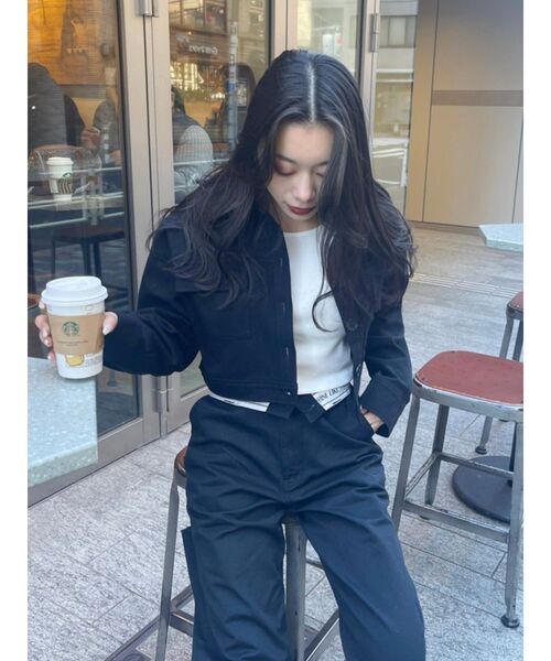 EVRIS（エヴリス）の「ツイルショートジャケット（ミリタリージャケット・レディース・ブラック/ブルー/アイボリー・FREE）」の14枚目の写真