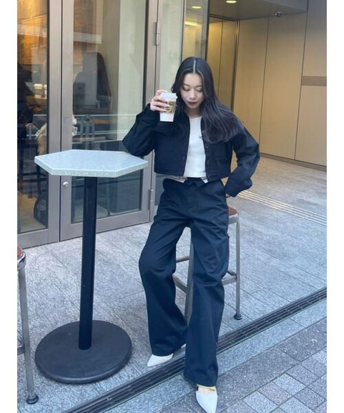 EVRIS（エヴリス）の「ツイルショートジャケット（ミリタリージャケット・レディース・ブラック/ブルー/アイボリー・FREE）」の6枚目の写真