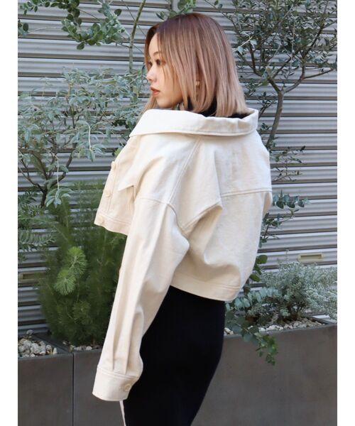 EVRIS（エヴリス）の「ツイルショートジャケット（ミリタリージャケット・レディース・ブラック/ブルー/アイボリー・FREE）」の7枚目の写真