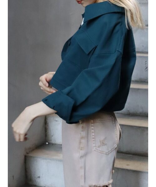 EVRIS（エヴリス）の「ツイルショートジャケット（ミリタリージャケット・レディース・ブラック/ブルー/アイボリー・FREE）」の21枚目の写真