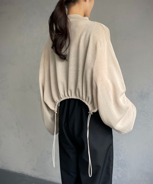 &g'aime（アンジェム）の「【&g’aime】ショートニットブルゾン（ブルゾン・レディース・アイボリー/チャコール/パープル・FREE）」の2枚目の写真