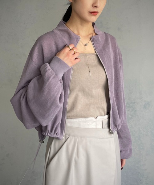 &g'aime（アンジェム）の「【&g’aime】ショートニットブルゾン（ブルゾン・レディース・アイボリー/チャコール/パープル・FREE）」の19枚目の写真